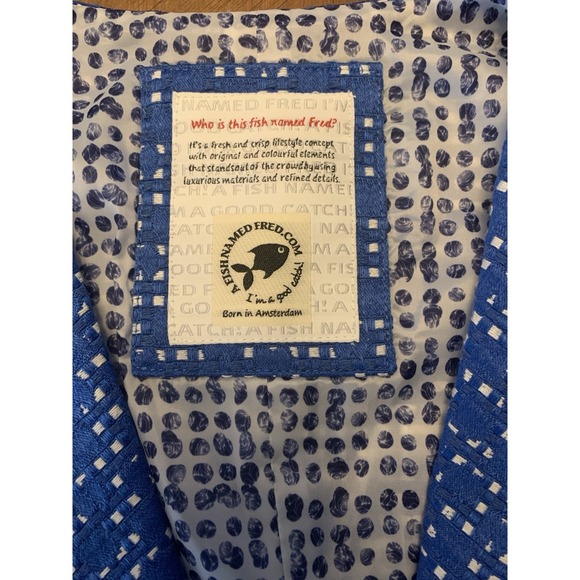 A Fish Named Fred Men's Blue Vest Waistcoat Lined (No size tag see measurements) - Picture 8 of 16
